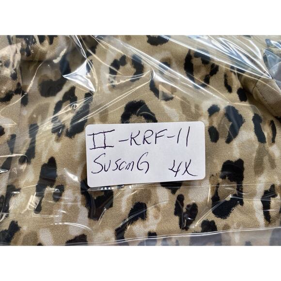 Susan Graver Liquid Knit Top Womens 4X Animal Print Cheetah Square Neck Brown - Picture 11 of 11